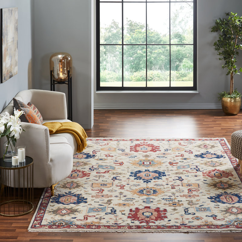 Wool Area Rug in Ivory, Rectangle 2' x 3'