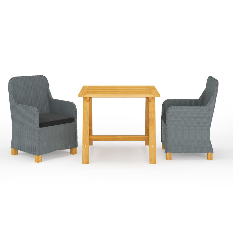 Ensemble repas 3 pièces pour patio, Gris clair