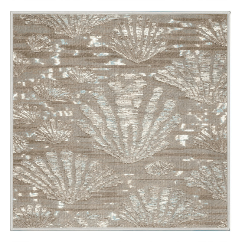 Washable Mother of Pearl Shimmer Coastal Area Rug, Square 5'
