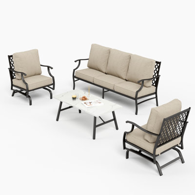 Tapasi 5-7 - Person Patio Conversation Set with Rocking Lounge Chairs & Optional Ottoman