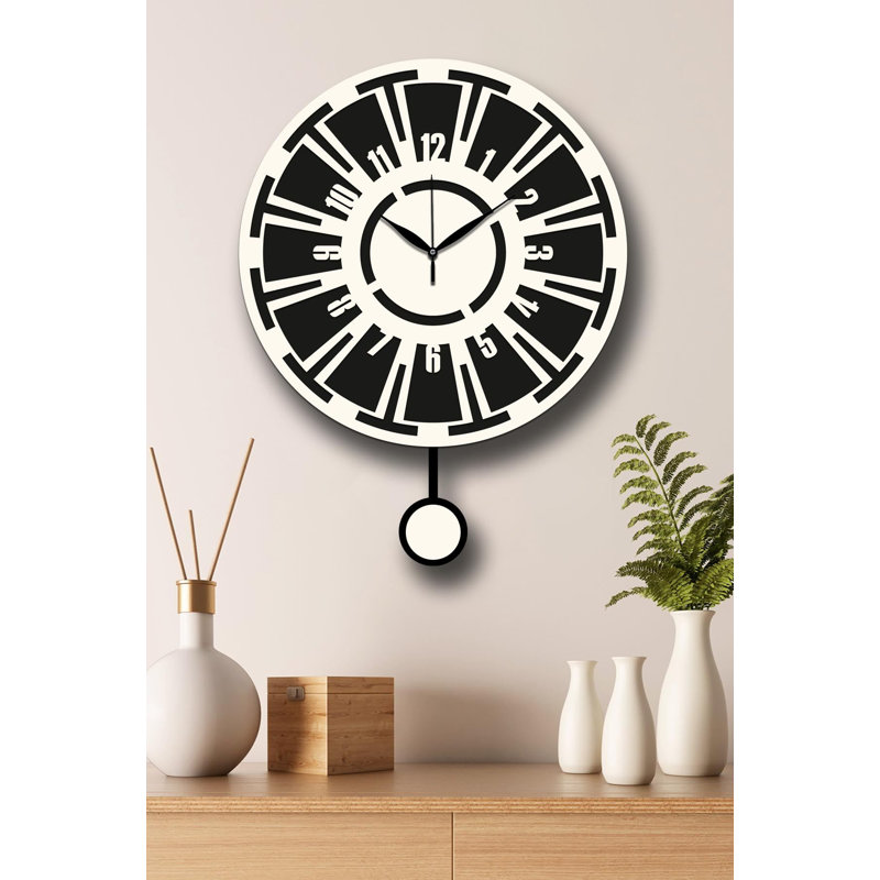 Horloge murale élégante élégante, crème et noire, 15,4 po x 19,7 po | Fabrication 100% bois aggloméré, épaisseur: 0,1 pouce | Décoration élégante pour le salon, la chambre à coucher et le bureau, design moderne avec attrait intemporel