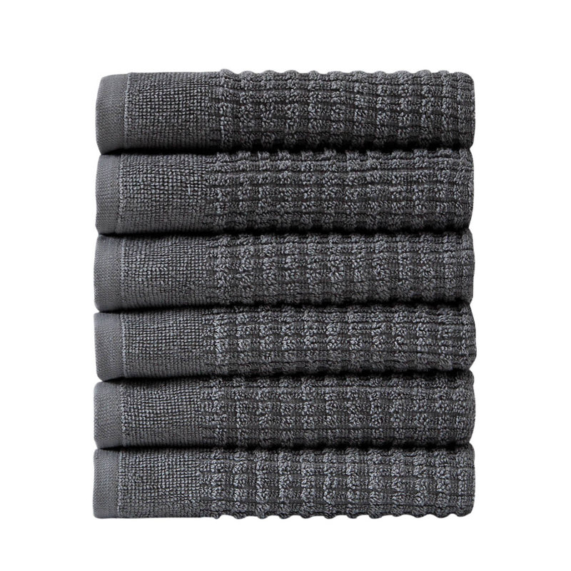 Earline Midweight Waffle Washcloth, Gray