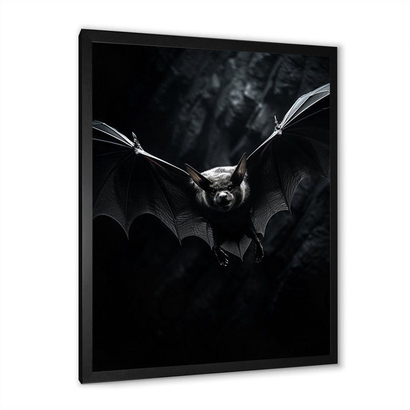 Bezai " Bat Silent Wings ", Black Single Picture Framed, 20" H x 12" W x 1" D