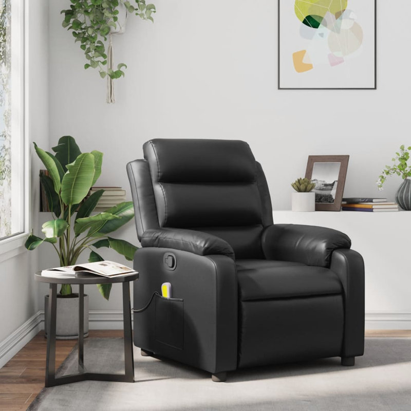 Fauteuil inclinable vidaXL Massage, Similicuir noir