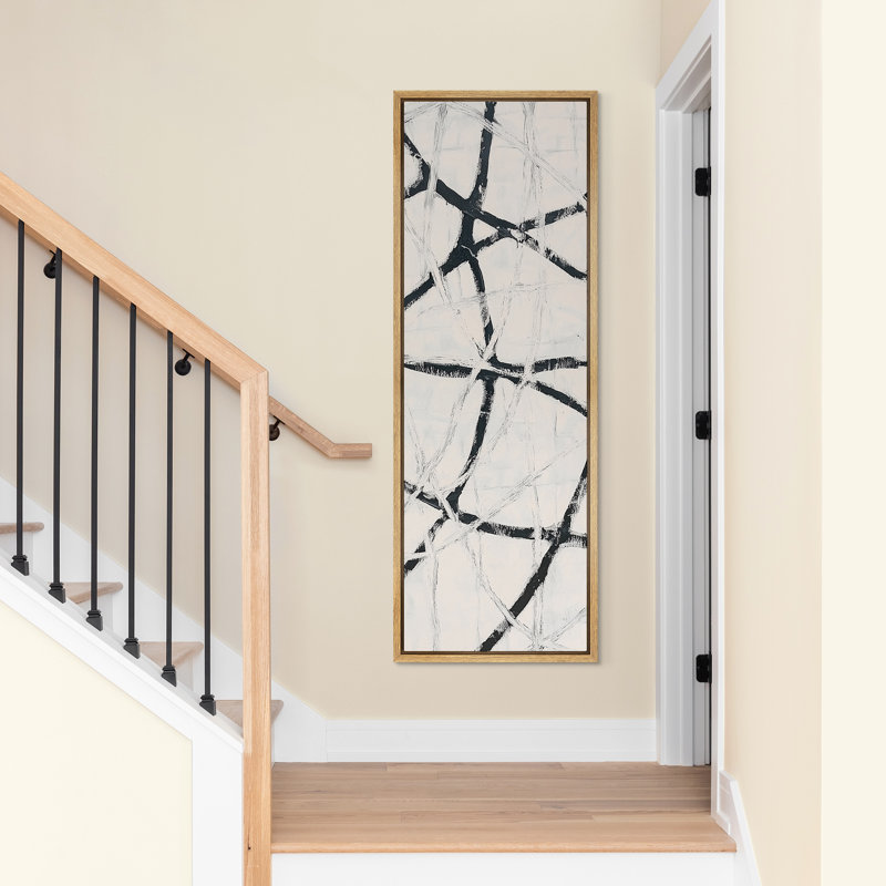 «Black Ink Ribbon Line», art abstrait sur toile légère, Naturel, H 60 po x l 20 po x P 1,5 po