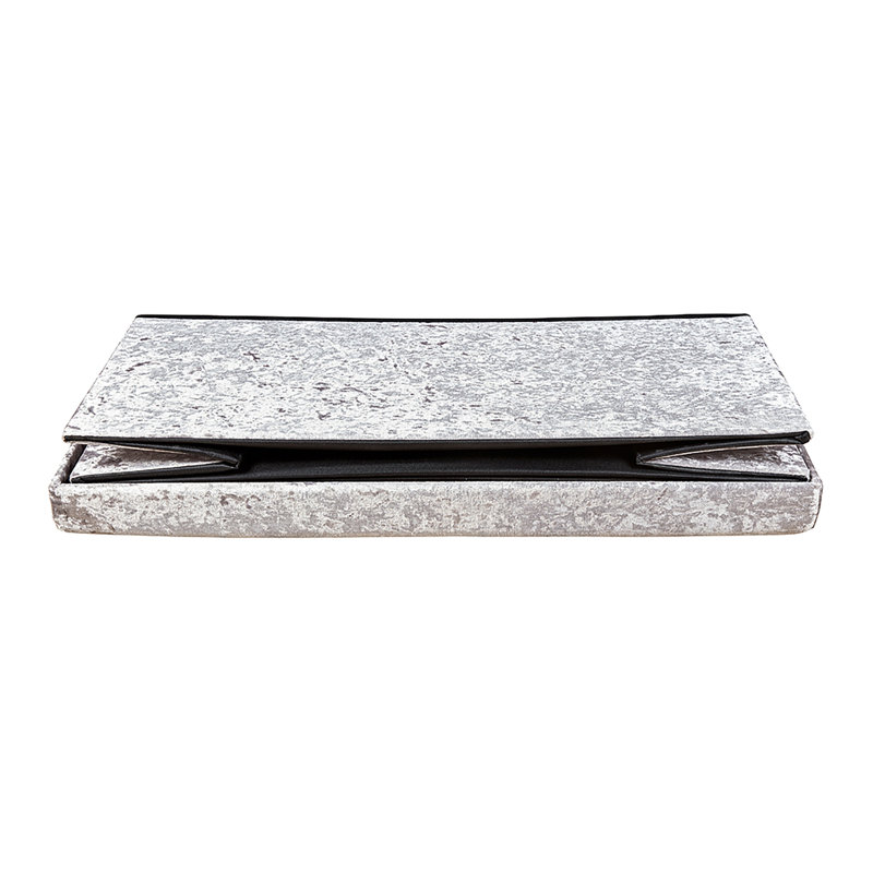 Peachey 76cm Wide Velvet Rectangle Solid Colour Standard Ottoman with Storage, Silver