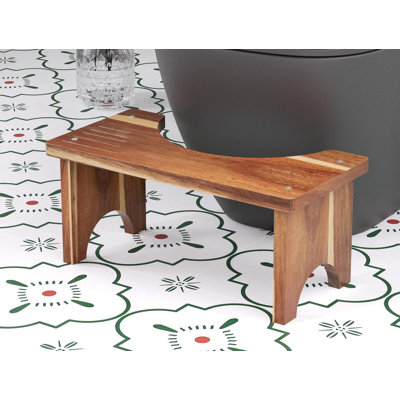 Tabouret de toilette en bois pour adultes, tabouret de merde en bois pour la salle de bain, marchepied avec bande antidérapante (brun)