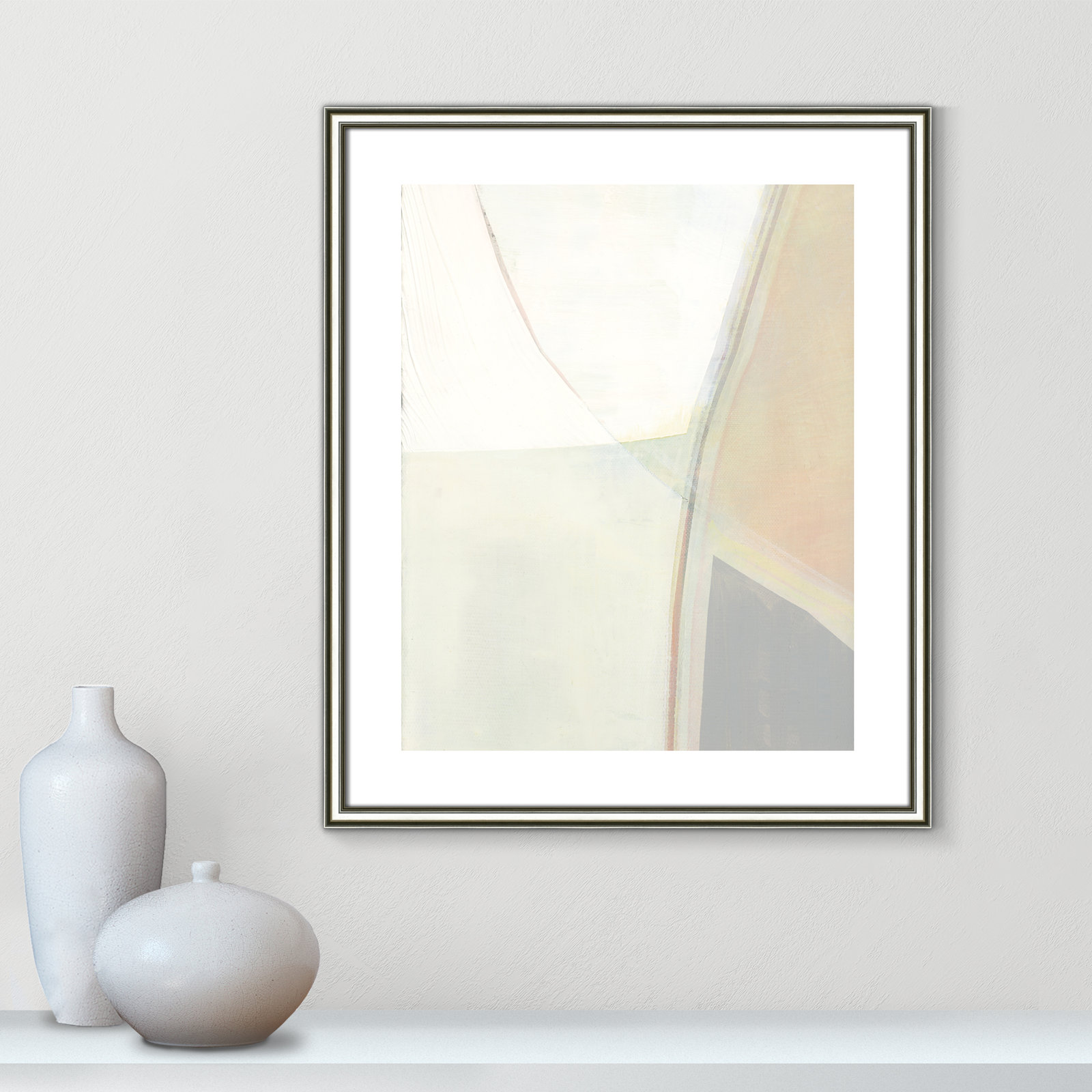 In Neutral II - Painting Print, Silver Framed Paper, 25.5" H x 21.5" W x 0.88" D