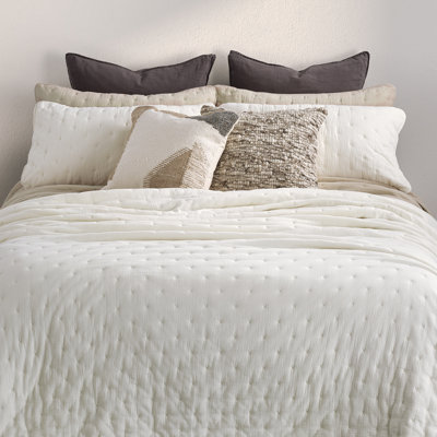 Mousseline solid cream quilt set