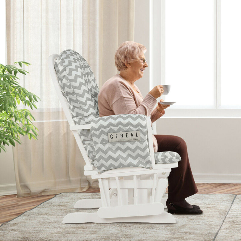 Ensemble de chaise berçante, fauteuil berçant et repose-pieds avec coussin