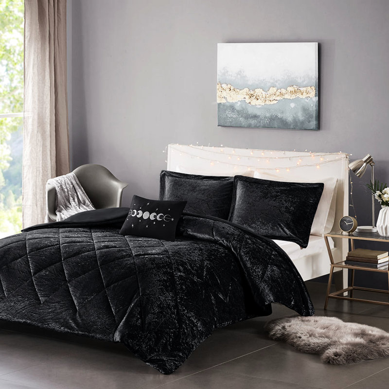 Literie en velours simple / simple TG - housse de couette diamant, taies décoratives assorties, housse de coussin décoratif noir, tissu 100%, attaches intérieures