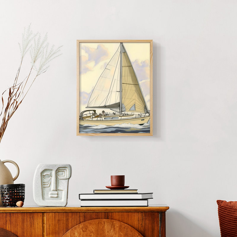 Série NAUTICAL Cxxi - reproduction encadrée de qualité supérieure - prête à être accrochée - aucun clou requis, Naturel