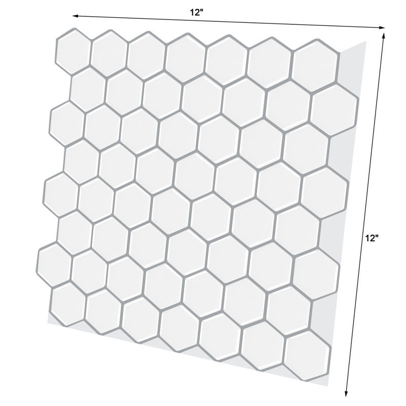 Carreau auto-adhésif hexagonal blanc en vinyle 12 po x 12 po