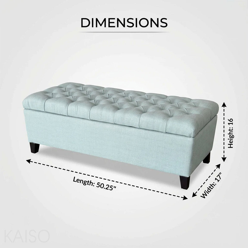 Banc de rangement avec repose-pieds, charnières de sécurité - bleu bébé
