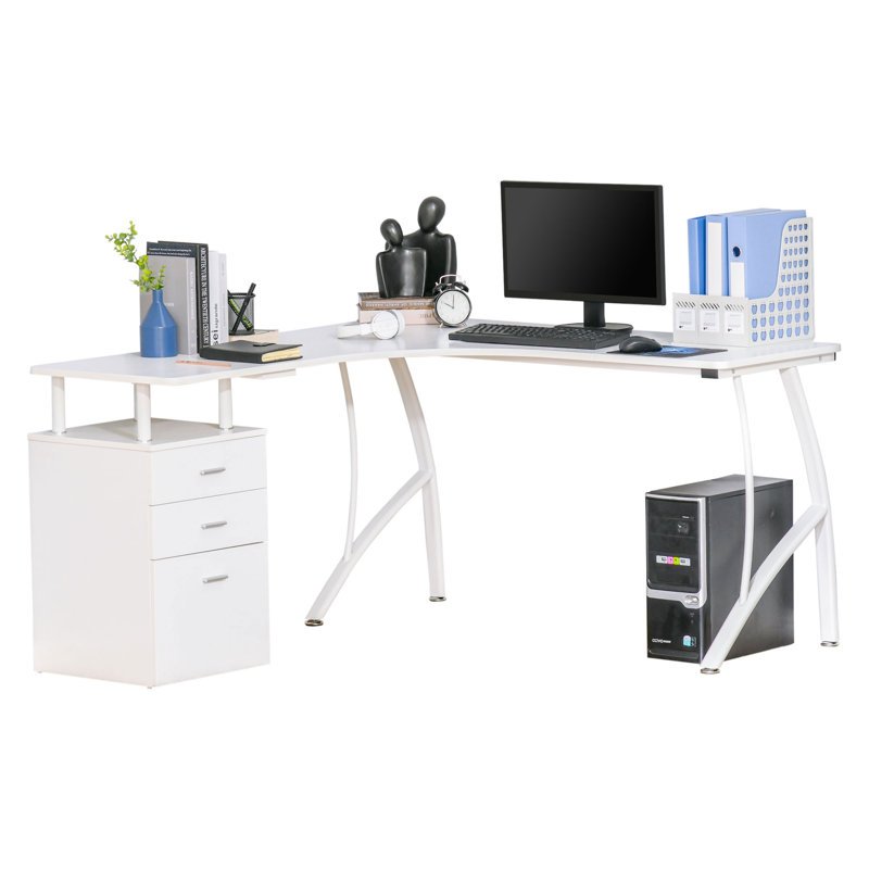 L-Shaped Writing Desk, White