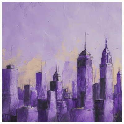 Couvre-lit matelassé mauve City Skyline toutes tailles