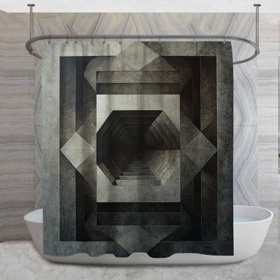 Rideau de douche à motif géométrique - Décoration de salle de bain abstraite moderne