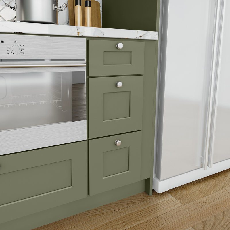 Armoire de cuisine en bois massif prête à assembler, 12", Vert sauge