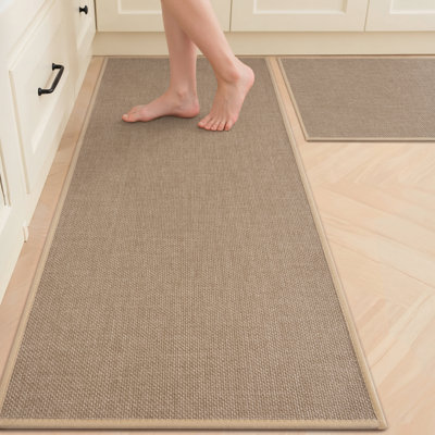 Machine Washable Non-Slip Jute Kitchen Mat(Set of 3)