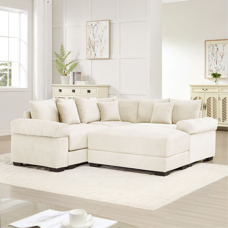 Canapé modulaire surdimensionné surdimensionné en nuage, canapé modulaire convertible avec accoudoirs très larges à assise profonde, 10 coussins décoratifs en velours côtelé de qualité supérieure, conception ergonomique, assemblage facile, pour les salons