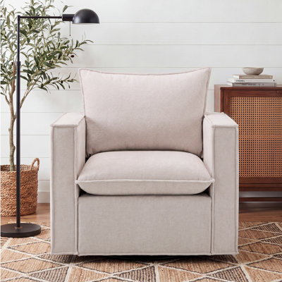 Louretha 34" Wide Fabric Upholstered Swivel Armchair
