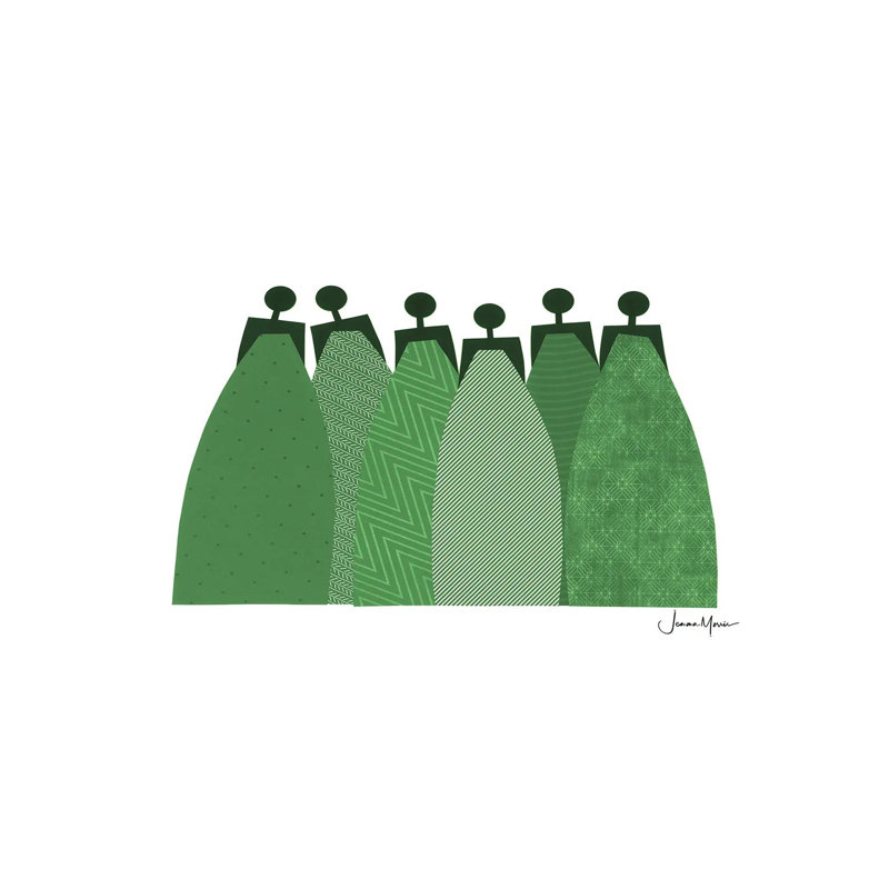 6 Emerald Dresses by LouLouArtStudio - Gallery-Wrapped Canvas Giclée on Canvas, Wrapped Canvas, 20.32 cm H x 30.48 cm W