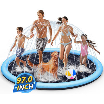 Splash Pad Sprinkler For Kids, Non-Slip Baby Play Mat - 2 Colors, Dog Pool Toys, Toddler Outdoor Toys For Ages 3-12, Summer Outdoor Water Toys, Parent-Kids Games