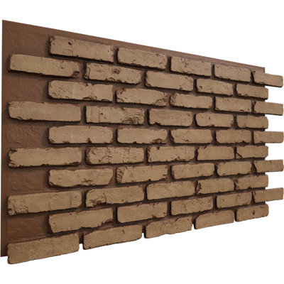 EverStone Aged Brick Faux Brick Panel, 46 7/8"W x 27"H x 1 1/4"D, Terracotta Colour