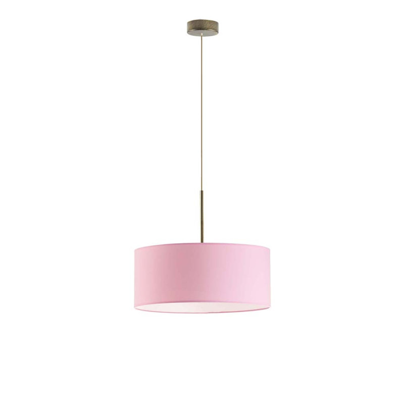 Aubryn 3 - Light Drum Pendant, Light Pink, Antique (Old) Gold, 120cm H x 40cm W x 40cm D