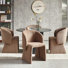 5-Piece Dining Table Set, Wood Top, Faux Fur Armchairs