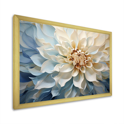 Blanc et bleu fleur de dahlia minimalisme - art mural dahlia