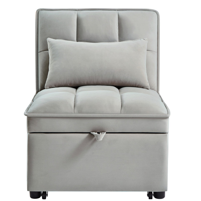 Lit escamotable gris avec dossier 4 en 1, Gris