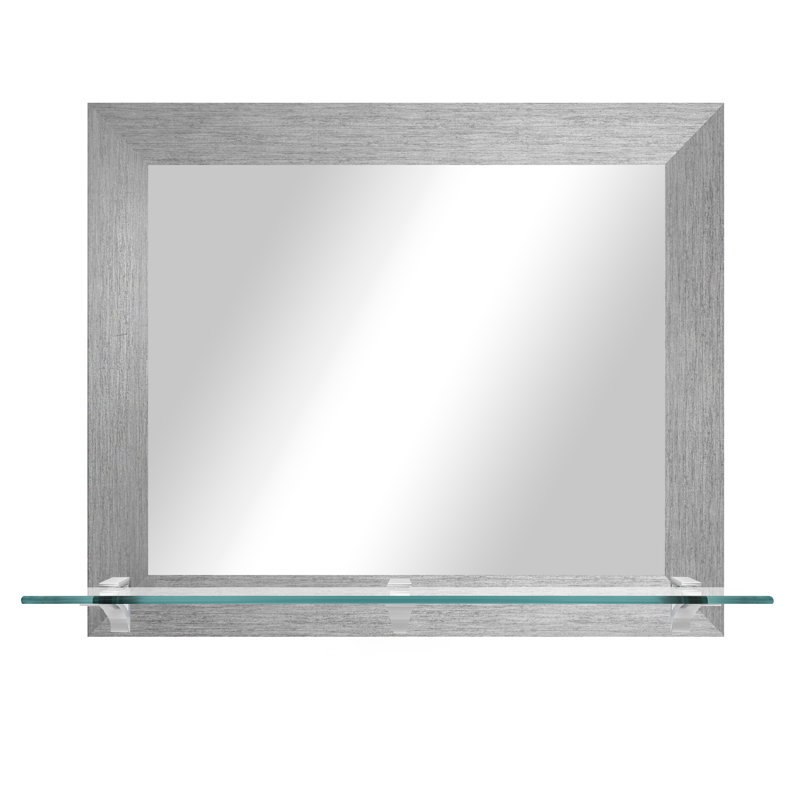 Flat Wall Mirror, Silver/Brushed Nickel