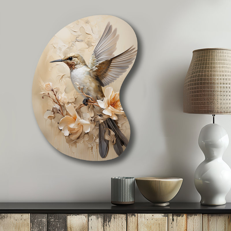 Décoration murale en métal flottant «Hummingbird I» - forme unique colibri, H 31 po x l 22 po