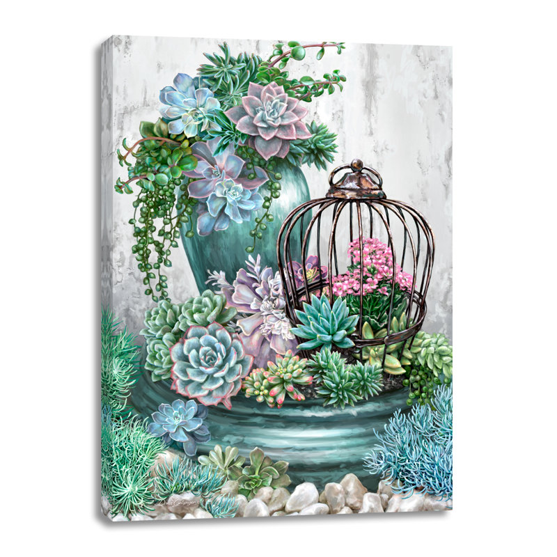 «Succulent Garden», art mural sur toile, L 10 po x H 14 po x P 0,75 po
