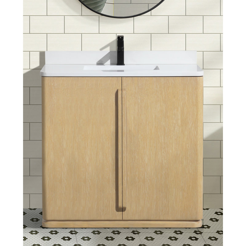 Bueche 36'' Single Bathroom Vanity With Engineered Quartz Top