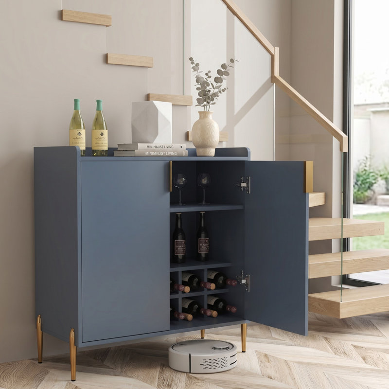 Armoire à vin avec support à vin et tablette ajustable Home, Or / Bleu