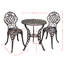 Ensemble de salle à manger d'extérieur en aluminium coulé 3 pièces avec table ronde et 2 chaises