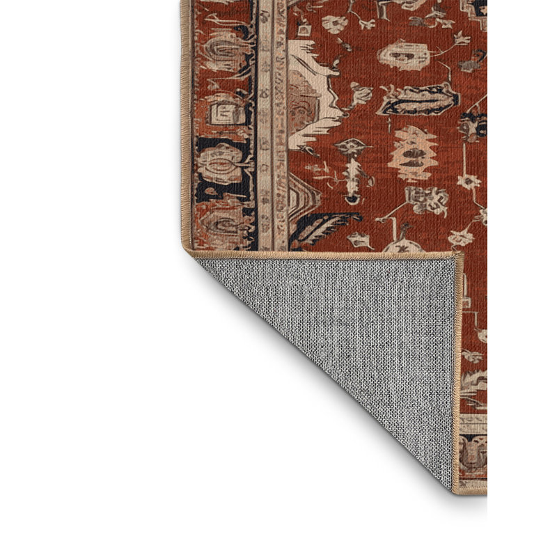 Tapis brun lavable à la machine, Rond 7 pi