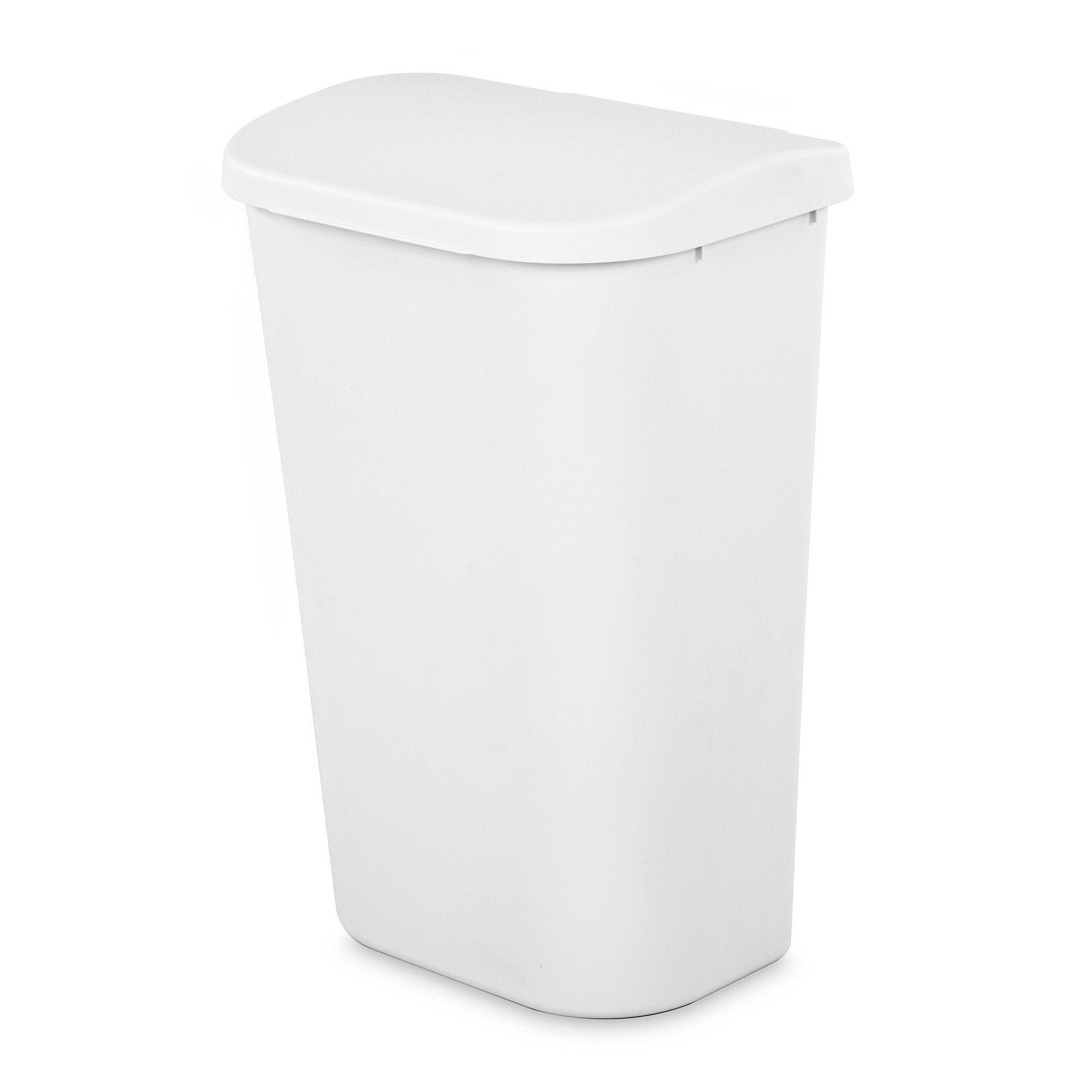 Sterilite 11.3 Gallon D Shape Flat Side Lift Top Lid Wastebasket Trash Can  For Kitchen, Home Office, And Garage, Or Workspace, Black (6 Pack) : Target