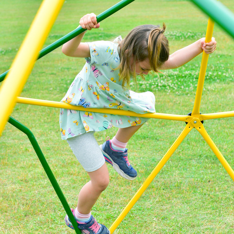 SENCHO GINSYTALIOR 12 ft Jungle Gym Geometric Playground Dome Climber Monkey Bars Play Centre, Light Green/Yellow