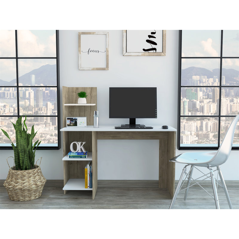 White And 4-Shelf Writing Desk