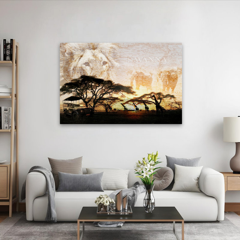 Savane - art des lions d'Afrique, H 40 po x l 60 po