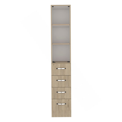 Armoire à linge Epic, salle de bain, pin clair / blanc