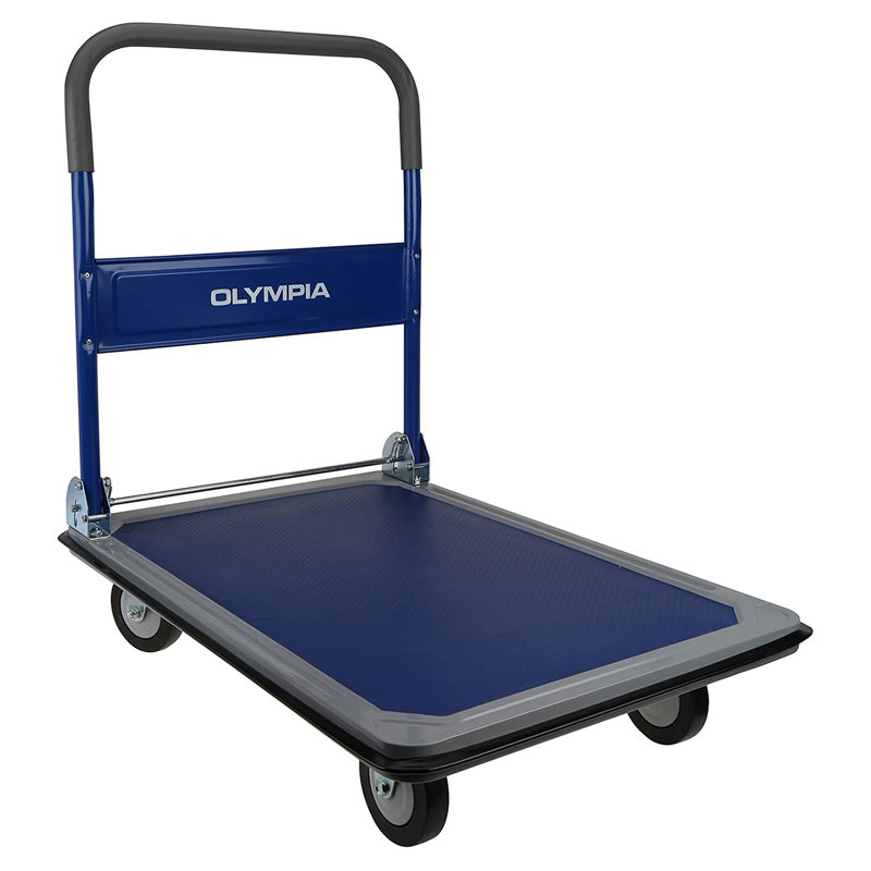 350 Lb. Capacity Foldable Platform Dolly, Blue, 33.5" H x 24" W x 36" D