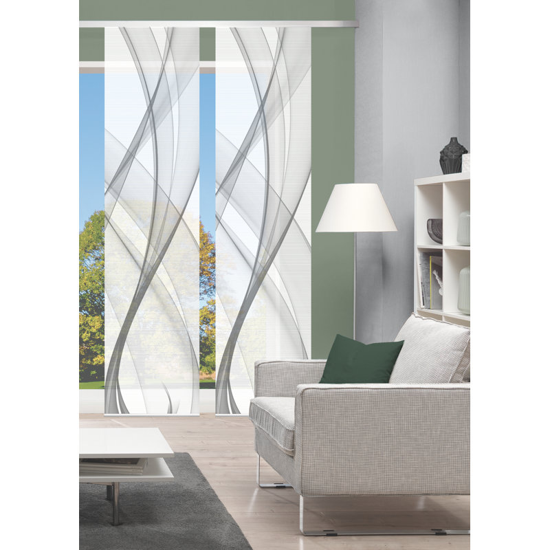 Semi Sheer Sliding Panel Pair, in Grey