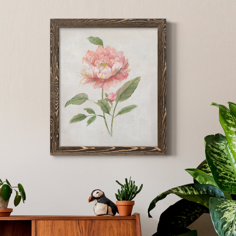 Grandiflora III - Peinture sur toile encadrée, Encadré de bois de noyer, H 24 po x l 18 po x P 1,5 po