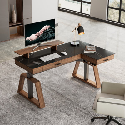 Chaning 63'' L-shaped Standing Desk with Riser