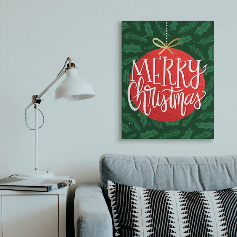 Décoration festive de Noël « Merry Christmas » rouge par Taylor Shannon-impression d’art graphique, Toile