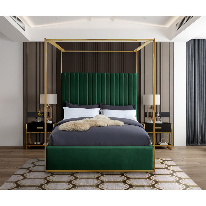 Lit en velours Jones Heersa, Grand, Velours vert